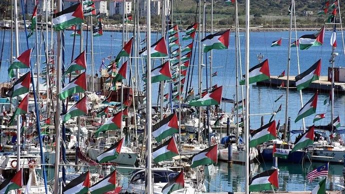Arsip - Kapal-kapal Global Sumud Flotilla, yang mengirimkan bantuan kemanusiaan ke Gaza, berangkat dari marina di Augusta di pulau Sisilia, Italia, 26 April 2026. (ANTARA/Bar?? Se&ccedil;kin/Anadolu Agency/pri.) (ANTARA/Bar?? Se&ccedil;kin/Anadolu Agency/pri.)