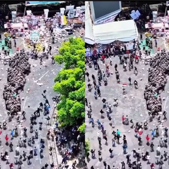 VIDEO: Detik-detik Polisi Dilempari Pendemo di Pati