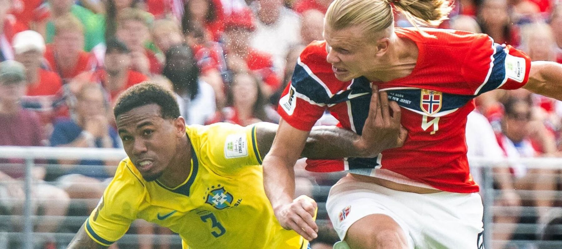 Brasil vs Norwegia (Gabriel magalhaes dan Erling Haaland)
