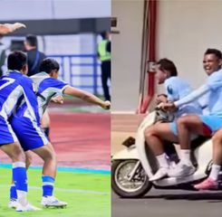 Momen Selebrasi Nyentrik Bonceng 3 Saddil Ramdani, Eliano Reijnders dan Adam Alis