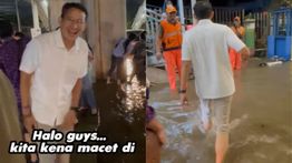 Sandiaga Uno Posting Kejebak Banjir di Ciledug