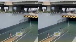 Viral Kolong Fly Over MM2100 Cikarang Dipakai Bocah Berenang Saat Banjir Gegara Air Jernih