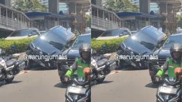 Viral Mobil Fortuner Tabrak Pembatas Jalan di Kuningan Jaksel Bikin Macet