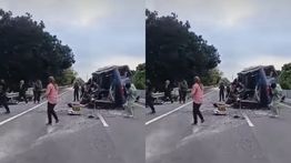 Bus TNI AL dan Truk Terlibat Tabrakan di Tol KM 8.800 Kota Medan