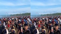 Penampakan Lautan Manusia di Kawasan Wisata Pantai Pangandaran H+3