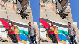 Warga Gaza Bikin Mural Lamine Yamal Bawa Bendera Palestina