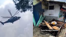 Hembusan Angin Helikopter Rusak Lapak  Pedagang di Cisarua KBB