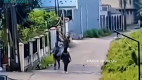 Beredar video memperlihatkan seorang ibu-ibu yang sedang berjalan lalu dihantam batu dari belakang hingga tersungkur. Kejadian tersebut menjadi viral media sosial.