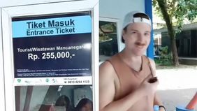 Seorang turis asal New Zealand mengurungkan niatnya untuk masuk ke wisata Air Terjun Bantimurung setelah melihat harga tiket yang dinilai sangat mahal.