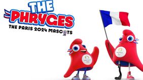 Maskot Olimpiade Paris 2024 bertema 'The Phryges', simbol kebebasan berupa topi Frigia, yang mewakili semangat Prancis.