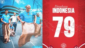 Dua raksasa Premier League, Manchester United dan Manchester City kompak mengucapkan HUT RI ke-79 melalui halaman Instagramnya.