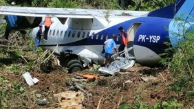 Pesawat Trigana Air PK YSP ATR 42-500 tergelincir di Bandara Kamanap Serui, Papua, pada Senin 9 September 2024, sekitar pukul 08.35 WIT.