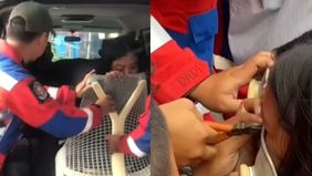 Beredar video memperlihatkan seorang wanita yang piercing di hidungnya nyangkut di kursi langsung dibawa ke damkar. Hal tersebut menjadi viral di media sosial.