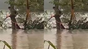 Sopir mobil Veloz berhasil selamat dari maut setelah kendaraan milikinya terseret arus banjir di Bekasi.