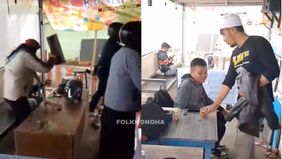 Beredar video memperlihatkan sejumlah pria yang sedang asyik ngopi di sebuah warung digeruduk massa. Hal tersebut menjadi viral di media sosial.