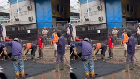 Beredar video memperlihatkan sejumlah orang sedang memperanakkan jalan diduga asal-asalan di wilayah Citeureup, Kabupaten Bogor. Hal tersebut menjadi viral di media sosial.