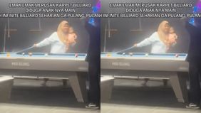 Beredar video memperlihatkan seorang ibu merobek karpet billiard usai sang anak bermain tidak kenal waktu. Hal tersebut menjadi viral di media sosial.