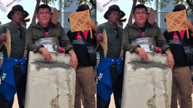 Beredar video memperlihatkan seorang peserta aksi nekat melakukan cor badannya saat demo Hari Tani Nasional di Kawasan Patung Kuda, Jakarta Pusat pada Rabu 24 September 2025.