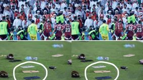 Suporter Qatar dan Uni Emirat Arab terlihat kericuhan di dalam stadion ketika kedua negara tersebut saling berhadapan di Putaran Keempat Kualifikasi Piala Dunia Zona Asia pada Rabu dini hari tadi, 15 Oktober 2025.