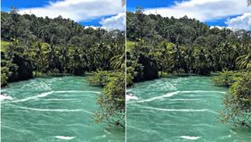 Pelepasan air dari Danau Singkarak melalui aliran Sungai Ombilin menghadirkan panorama menawan yang sekilas mengingatkan pada keindahan sungai-sungai di Swiss.