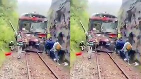 Tabrakan adu banteng antara dua kereta api terjadi di jalur yang melayani rute wisata menuju Machu Picchu, Peru.