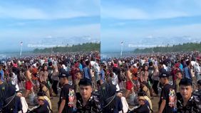 Kunjungan wisatawan ke Kabupaten Pangandaran membludak sejak dini hari dan Tercatat sekitar 41.811 orang telah memasuki kawasan wisata tersebut pada Senin 23 Maret 2026.