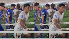 Kapten Persib Bandung, Marc Klok terlihat ribut dengan pemain Bhayangkara FC Wahyu Subo Seto saat memasuki lorong pemain di jeda babak pertama.