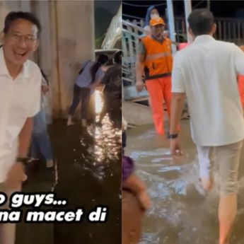 Sandiaga Uno Posting Kejebak Banjir di Ciledug