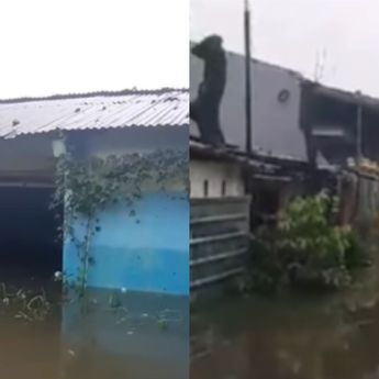 Banjir di Makassar Makin Parah, Tinggi Air Hampir Sampai ke Atap Rumah