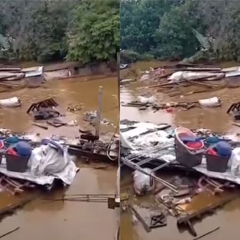 Detik-detik Rumah Warga di Jaksel Hanyut Akibat Sungai Ciliwung Meluap