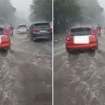 Jakarta Diguyur Hujan Deras, Jalan Taman Mini Banjir