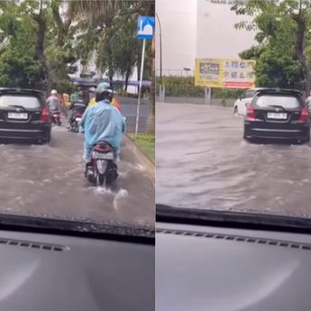 Banjir di Depan Masjid Jami Bintaro, Lalu Lintas Tersendat