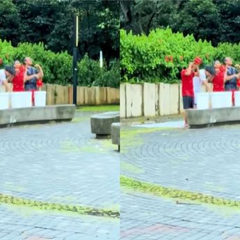 Viral Suporter Timnas Indonesia Lakukan Ritual Mandi Kembang di GBK