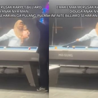 Viral Ibu-ibu Robek Karpet Meja Billiard Gegara Anaknya Kecanduan Main