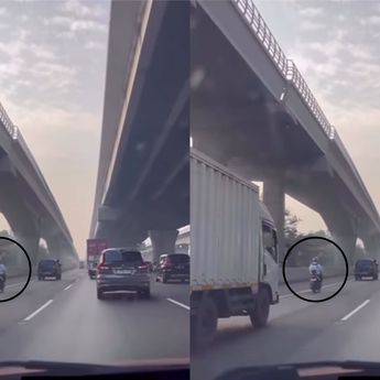 Viral Pengendara Motor Masuk Jalan Tol Jakarta-Cikampek