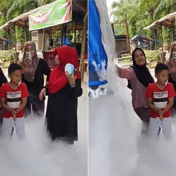 Truk Pengangkut Oksigen Cair Keluarkan Asap Putih Tebal, Warga Berkerumun untuk Berfoto