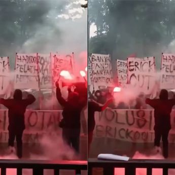 Ultras Garuda Demo Depan Kantor PSSI Minta Erick Thohir Out