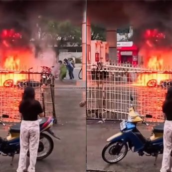 Viral Motor Terbakar Hebat di SPBU Bikin Panik Warga