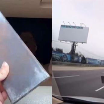 Viral Plat Logam Melayang Hantam Mobil di Tol Japek, Pengendara Nyaris Celaka