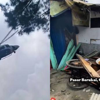 Hembusan Angin Helikopter Rusak Lapak  Pedagang di Cisarua KBB