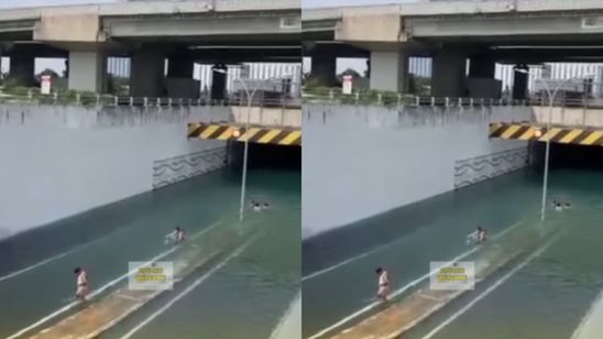 Viral Kolong Fly Over MM2100 Cikarang Dipakai Bocah Berenang Saat Banjir Gegara Air Jernih