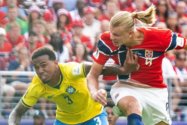 Brasil vs Norwegia (Gabriel magalhaes dan Erling Haaland)