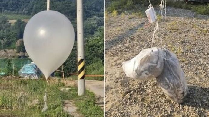 Serangan Korea Utara ke Korea Selatan pakai balon Udara berisi sampah dan kotoran <b>(Twitter)</b>
