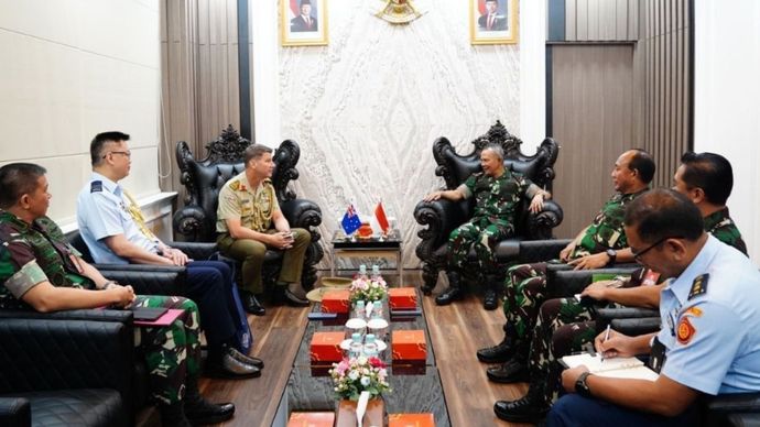 Letjen Richard Tampubolon TNI Terima Kunjungan Courtesy Call Athan Australia Brigjen Matt Campbell <b>(IG Puspentni)</b>