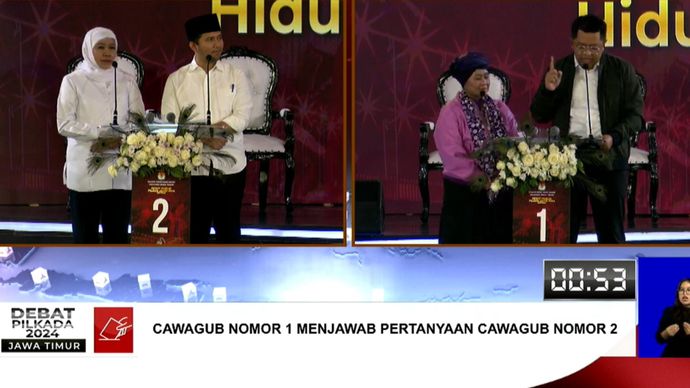 Luluk dan Khofifah Kian Memanas di Debat Pilgub Jatim Terkait Pengelolaan Sampah <b>(Youtube: KPU Jawa Timur)</b>