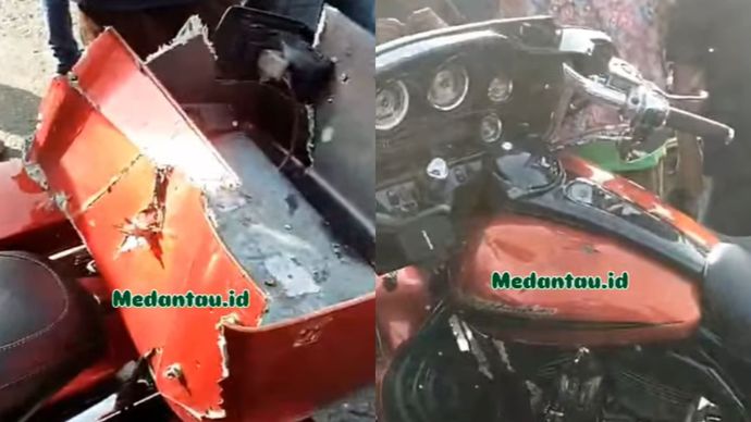 Rombongan Moge Harley Davidson Alami Kecelakaan di Medan Hingga Ringsek