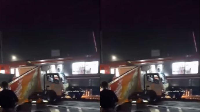 Detik-detik Mobil Boks Tertabrak KRL di Bojonggede