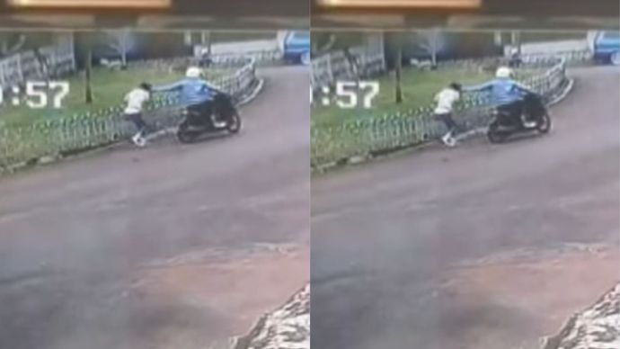Rekaman CCTV penjambret ibu dari desainer Didiet Maulana di Jakarta Selatan. 