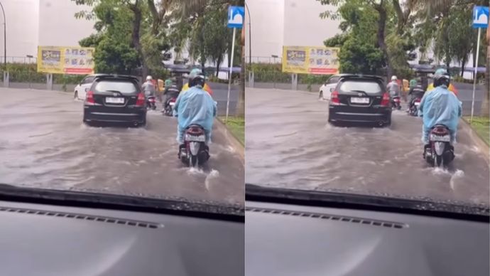 Banjir di Depan Masjid Jami Bintaro, Lalu Lintas Tersendat
