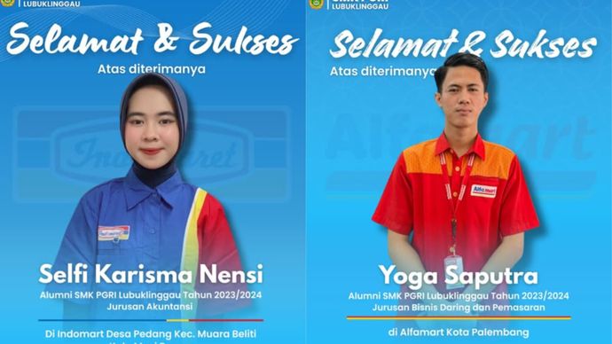Vira SMK PGRI Lubuklinggau Beri Selamat Pada 2 Alumni yang Kerja di Minimarket